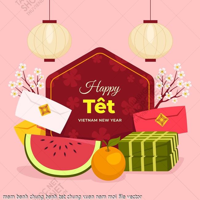 mam banh chung banh tet chung xuan nam moi file vector